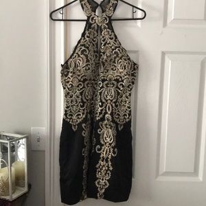 Black and gold cocktail dress